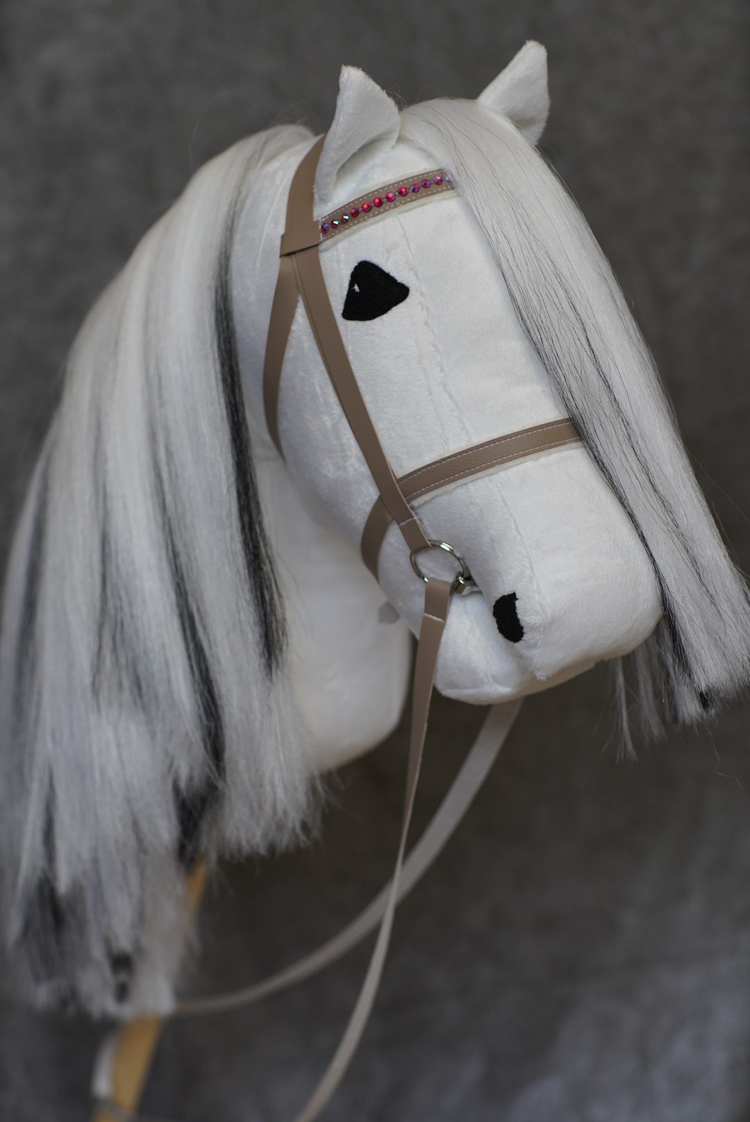 Keppihevonen velboa arabi kimo, mustavalkoinen kuituharja+ suitset - Image 3